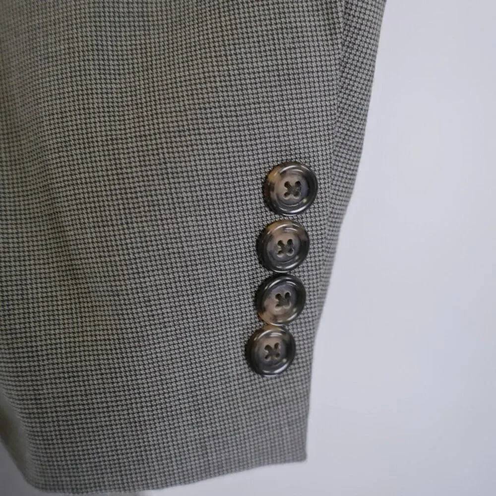 Jos A Bank Textured Wool Beige Black Star Check 44R‎ Blazer 2 Button Tagged 46R
